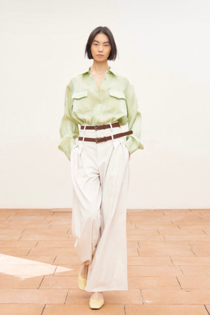 Limetková saténová košile