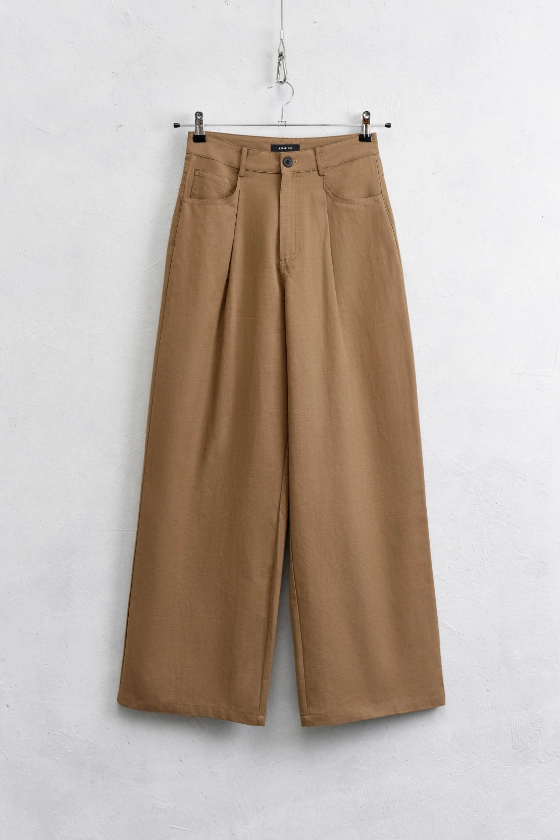 Camel kalhoty z lnu a bavlny