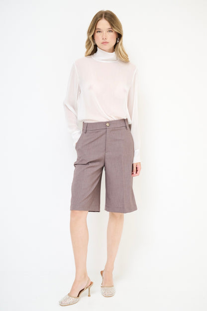 Kávové kostýmové bermudy