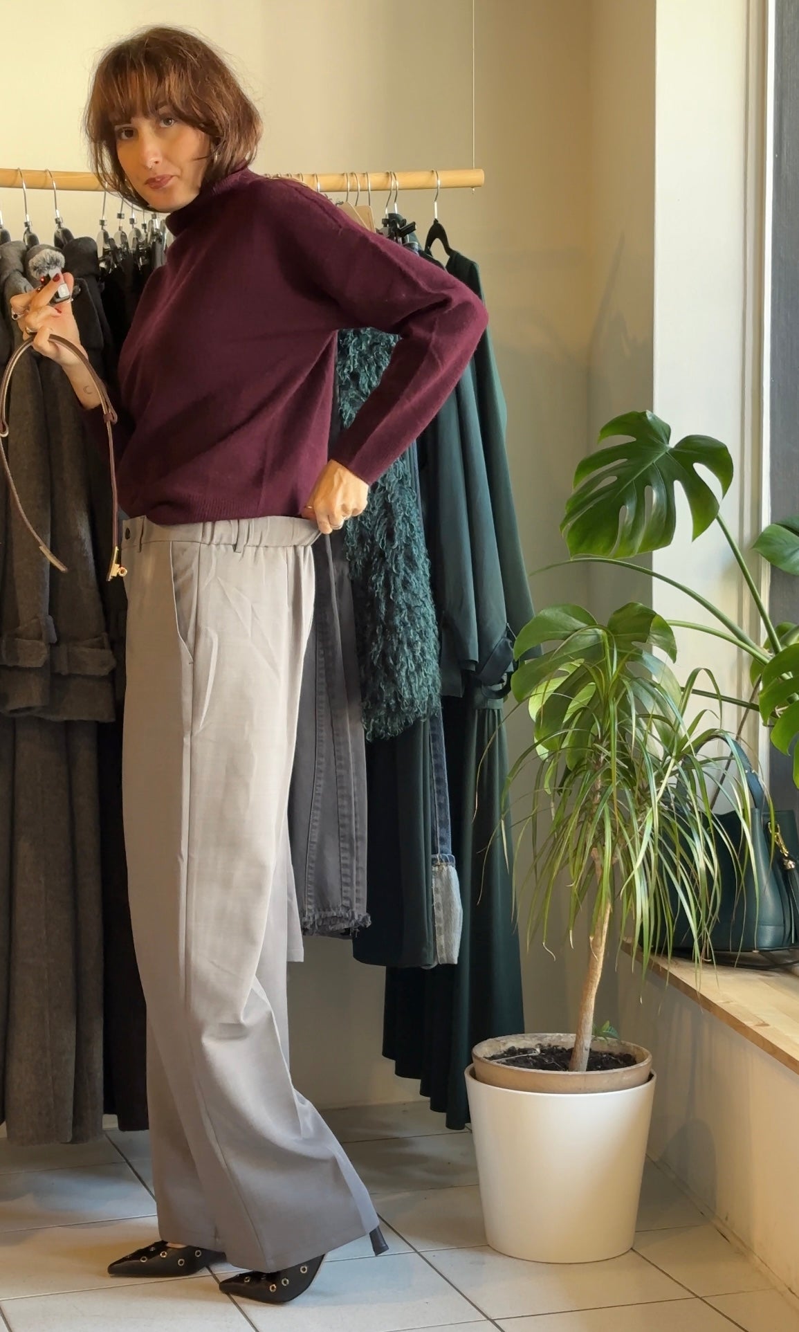 Šedé rovné kalhoty