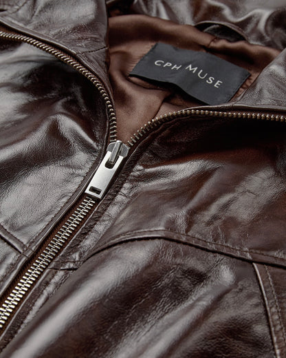 Oversized čokoládový bomber z jehněčí kůže