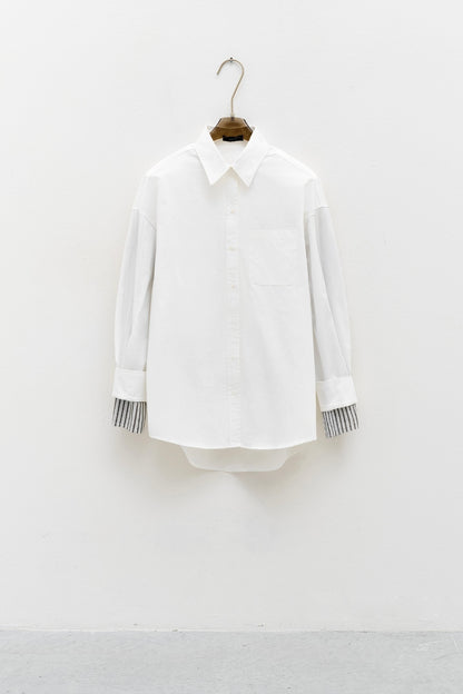 Bílá popelínová oversized košile s detailem pruhu