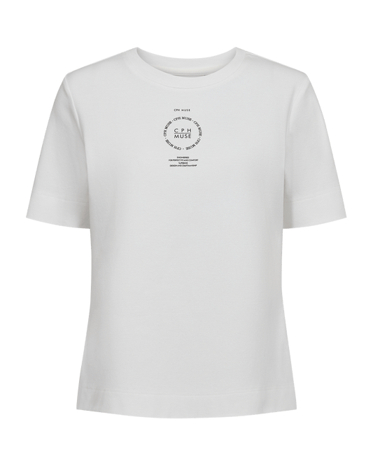 Bílé tričko kulatým potiskem