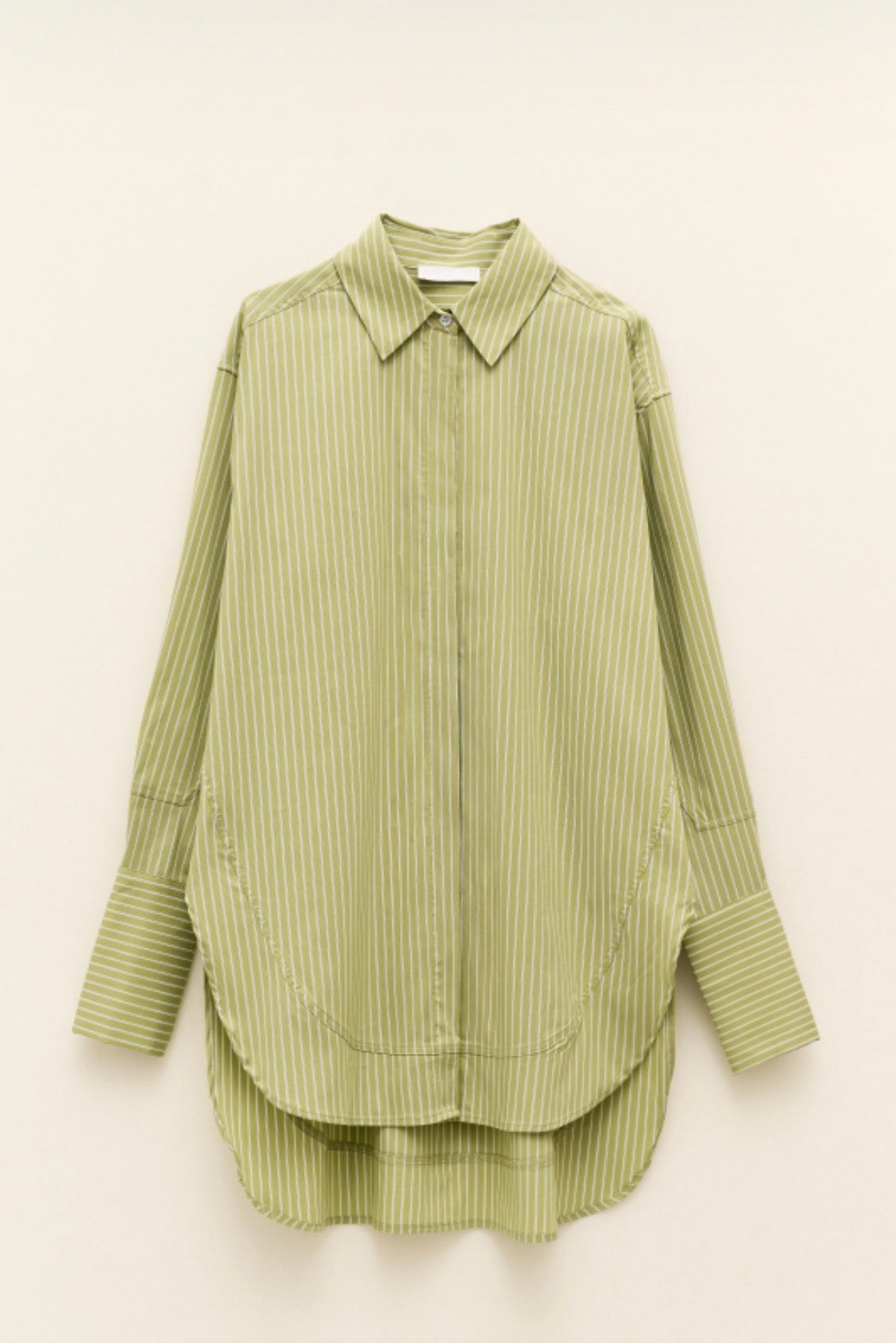 Zelená bavlněná delší košile s pruhy