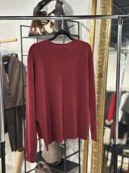 Viskózový bordó svetr do V