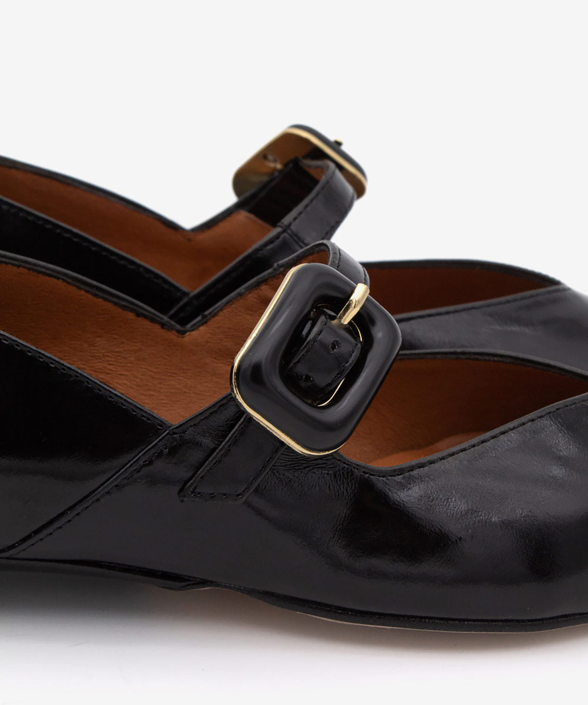 Černé kožené polobotky se sponou