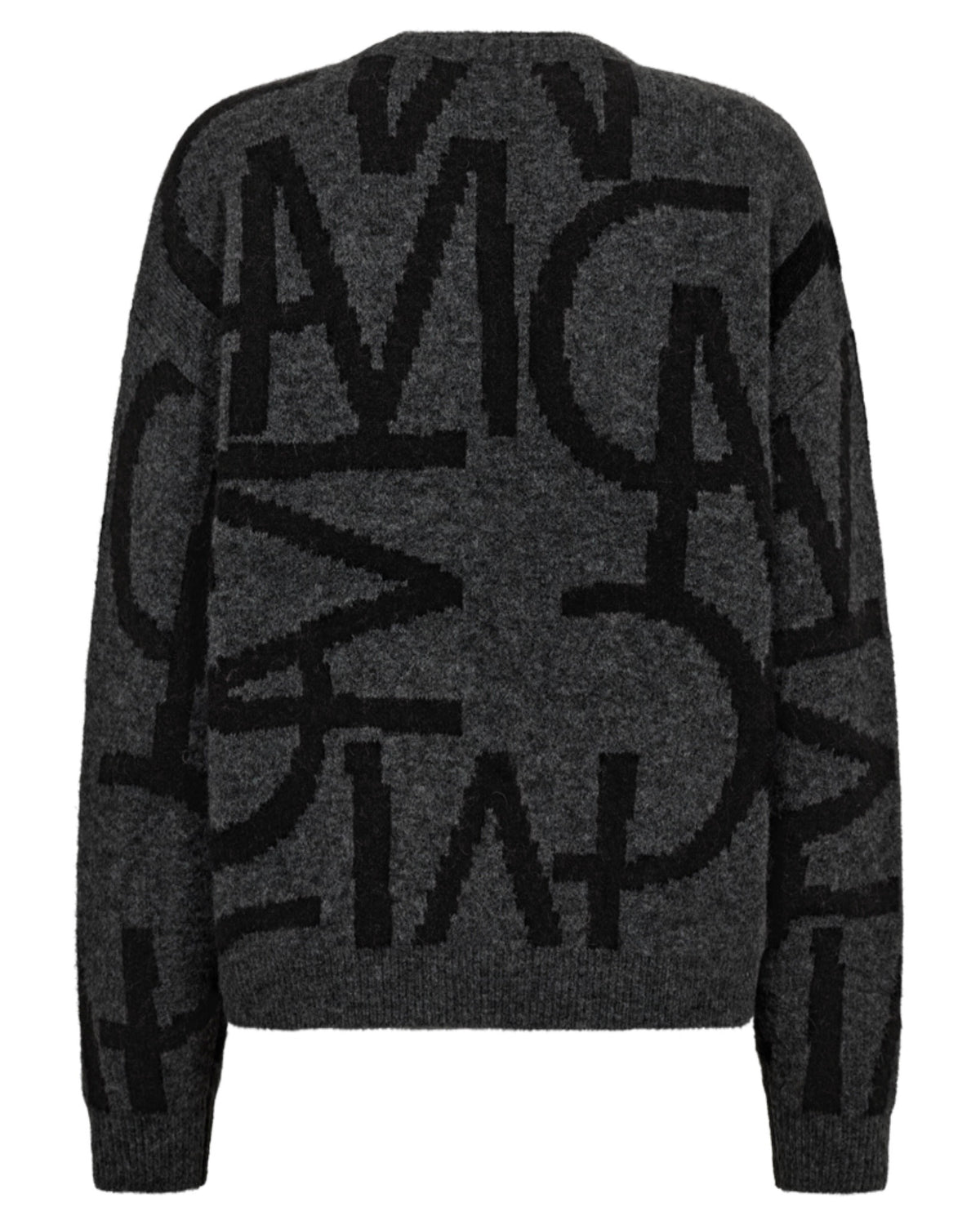 Šedý svetr s monogramem s vlnou a alpakou