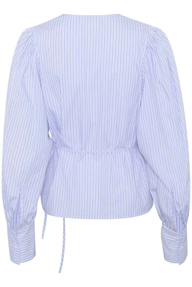 Modrá pruhovaná zavinovací halenka