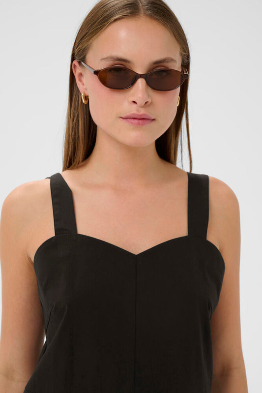 Černý peplum top na ramínka