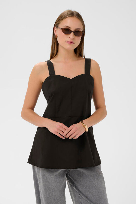 Černý peplum top na ramínka