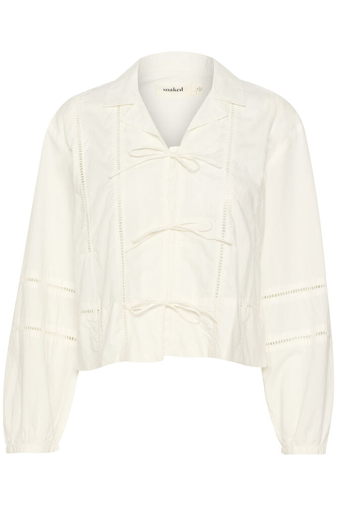 Rustikální bílá košile na zavazování