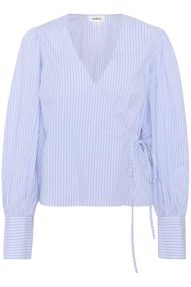 Modrá pruhovaná zavinovací halenka