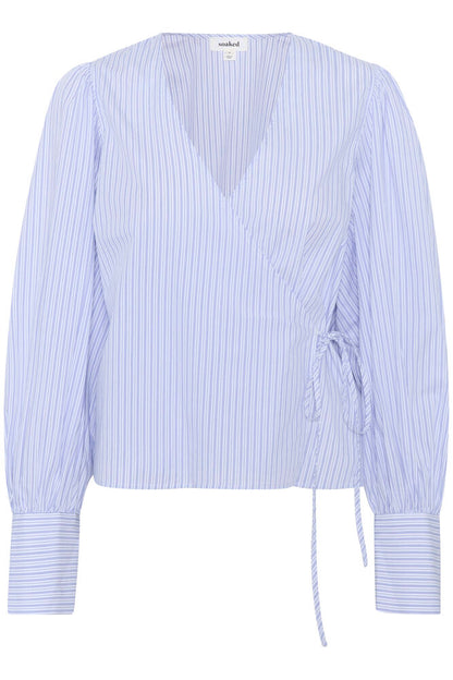 Modrá pruhovaná zavinovací halenka