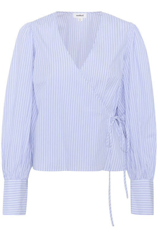 Modrá pruhovaná zavinovací halenka