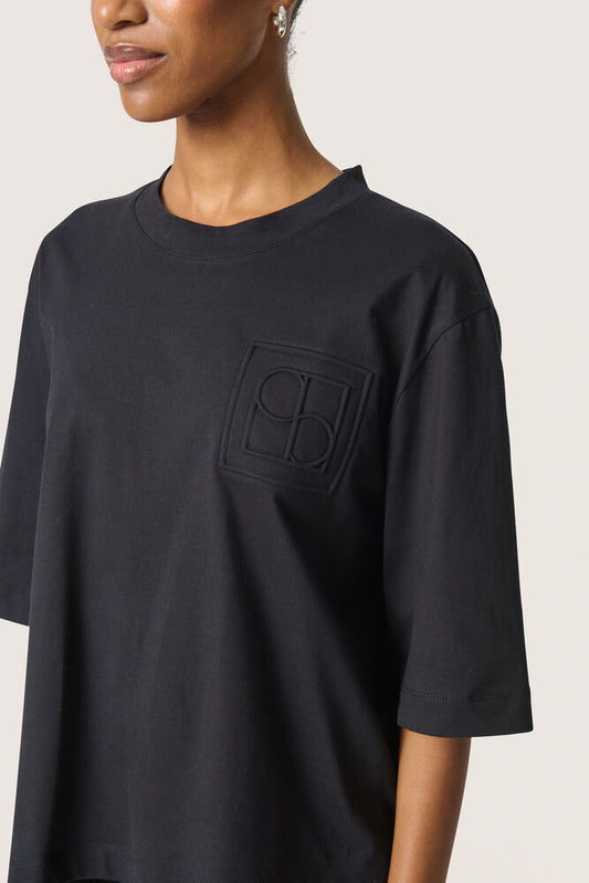 Černé bavlněné tričko s monogramem