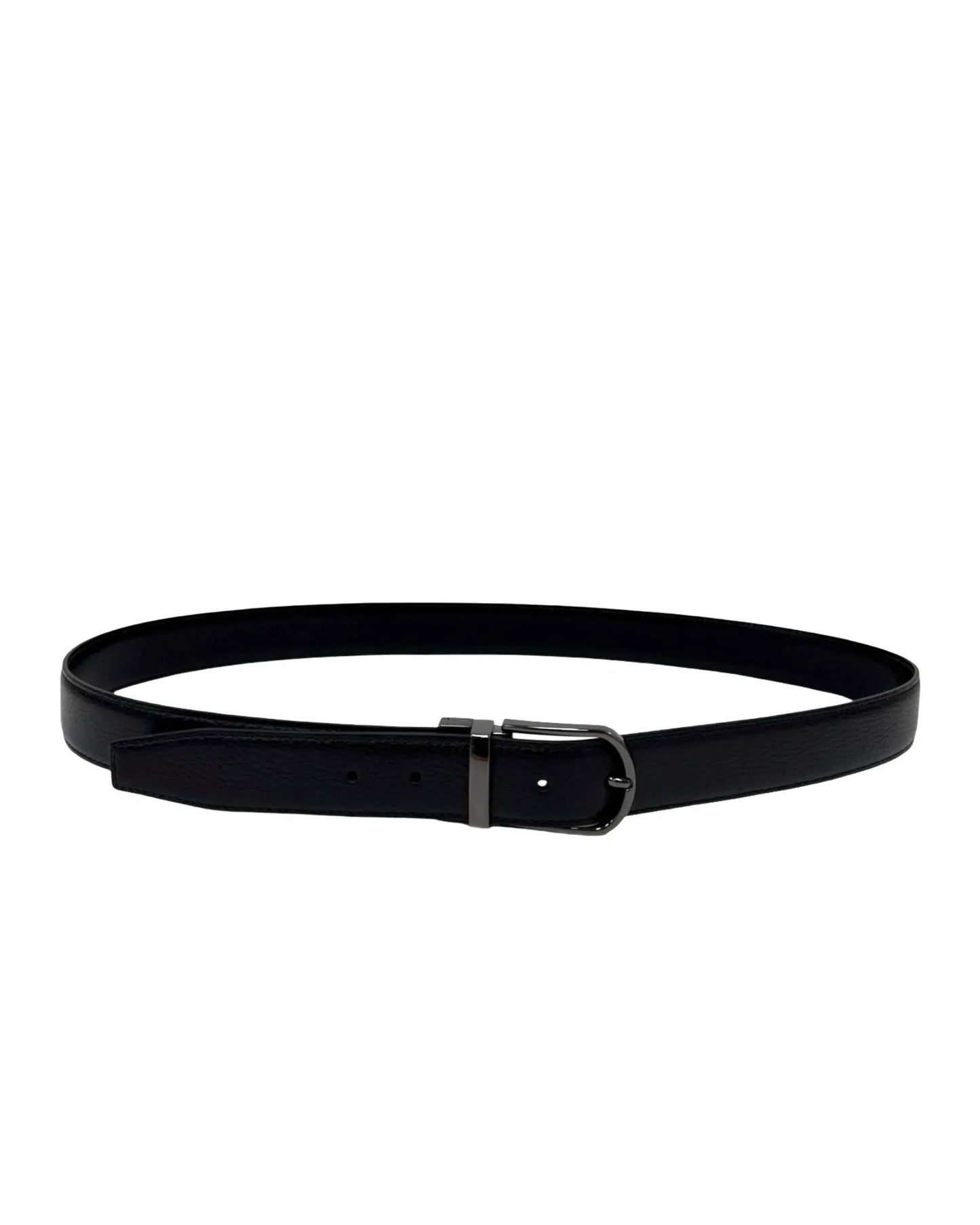 Kožený černý pásek s černou sponou