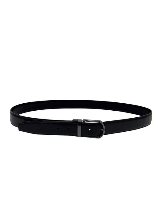Kožený černý pásek s černou sponou