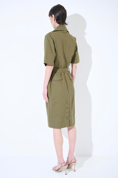 Army zelené pouzdrové bavlněné šaty