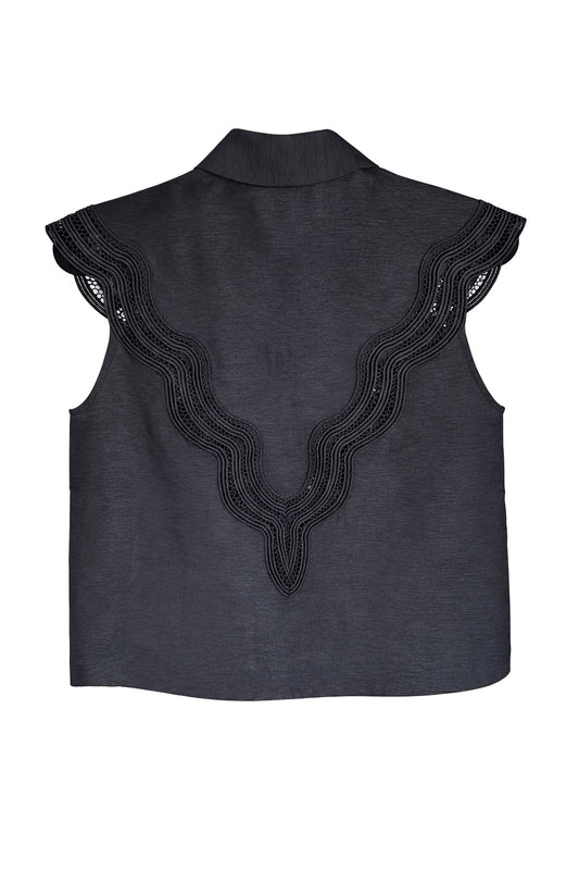 Černá košile DUNA s krátkým rukávem