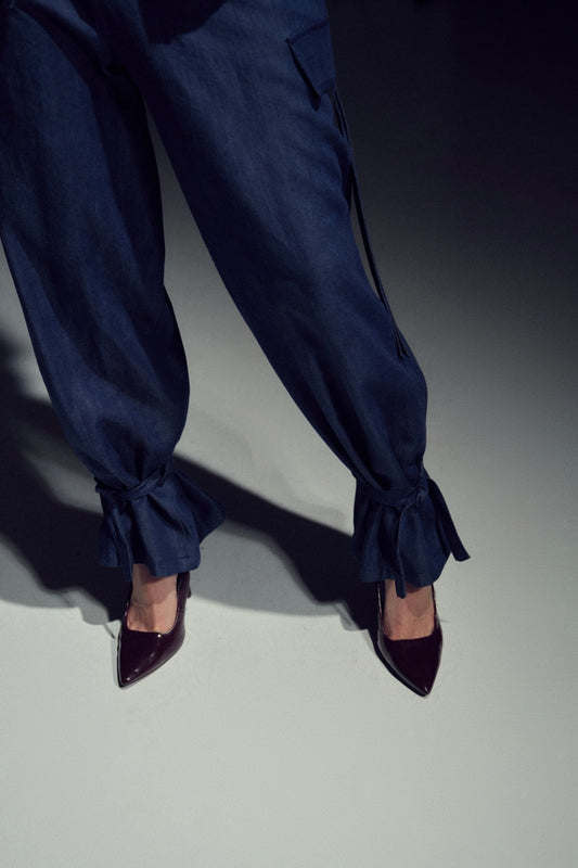 Kalhoty se stažením ze 100% lyocellu