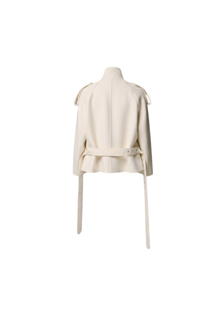 Krátký vlněný bílý oversized kabát – foto 4