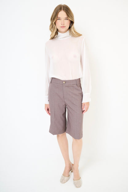 Kávové kostýmové bermudy