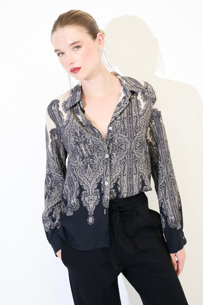 Černobílá halenka ze 100% viskózy