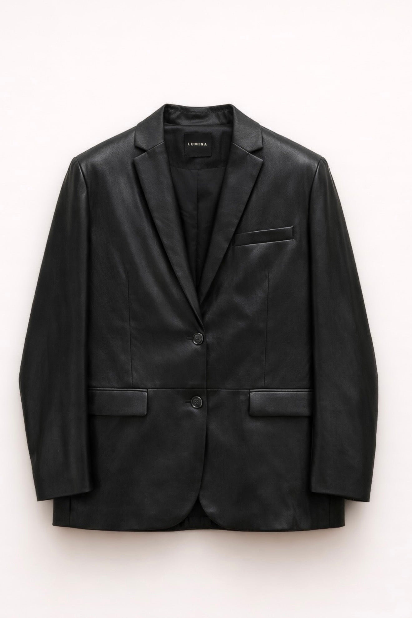 Černé oversized sako z eko kůže