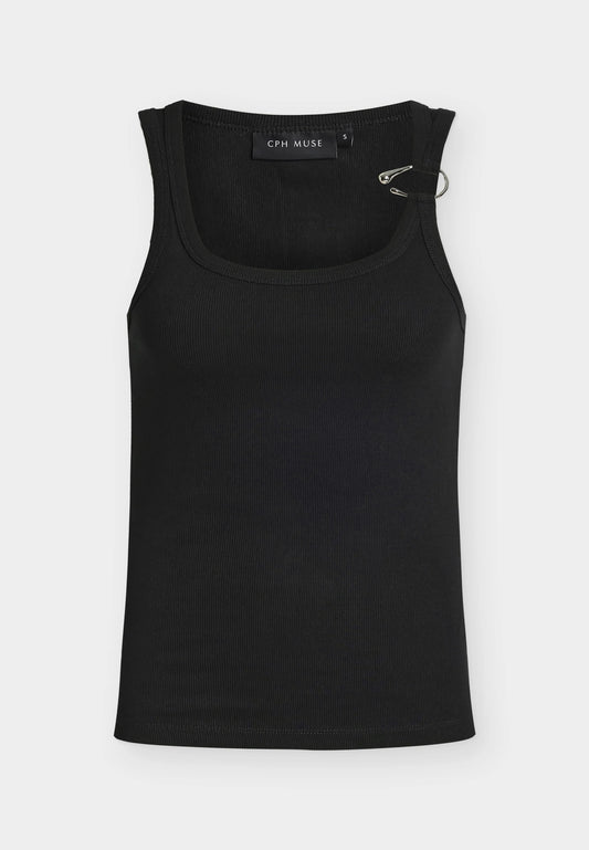 Černý bavlněný top s detailem