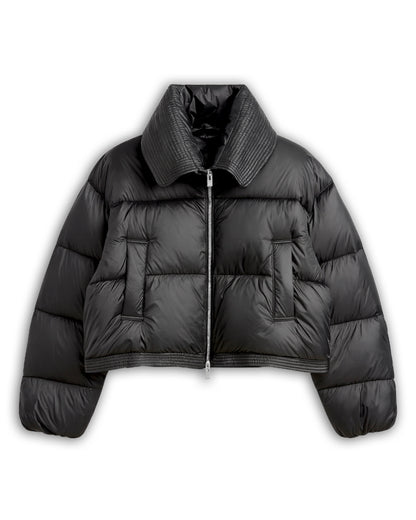 Černá crop bunda s vysokým límcem