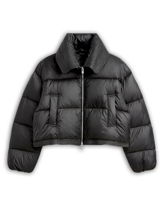 Černá crop bunda s vysokým límcem
