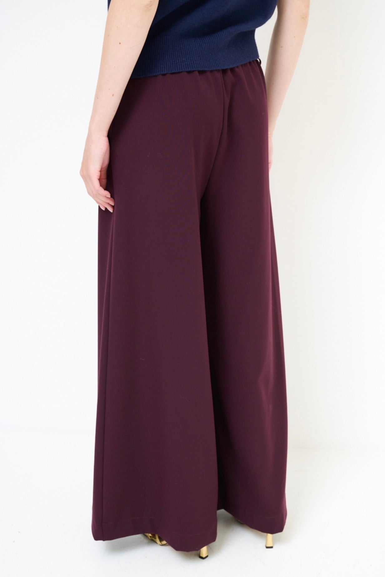 Vínové široké kalhoty