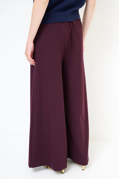 Vínové široké kalhoty