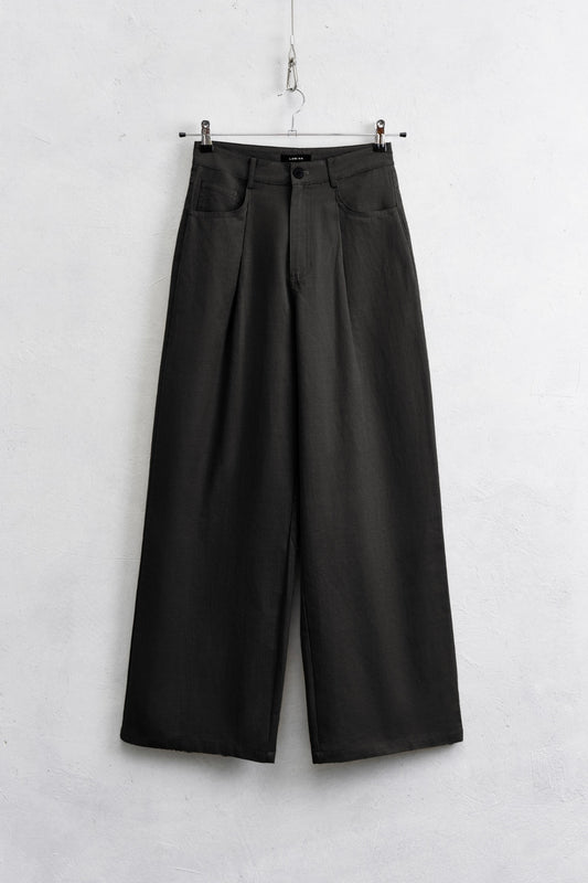 Černé kalhoty z lnu a bavlny