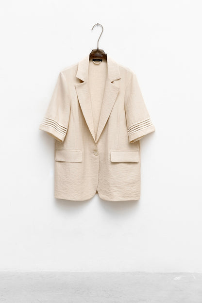 Béžové oversized sako s krátkým rukávem