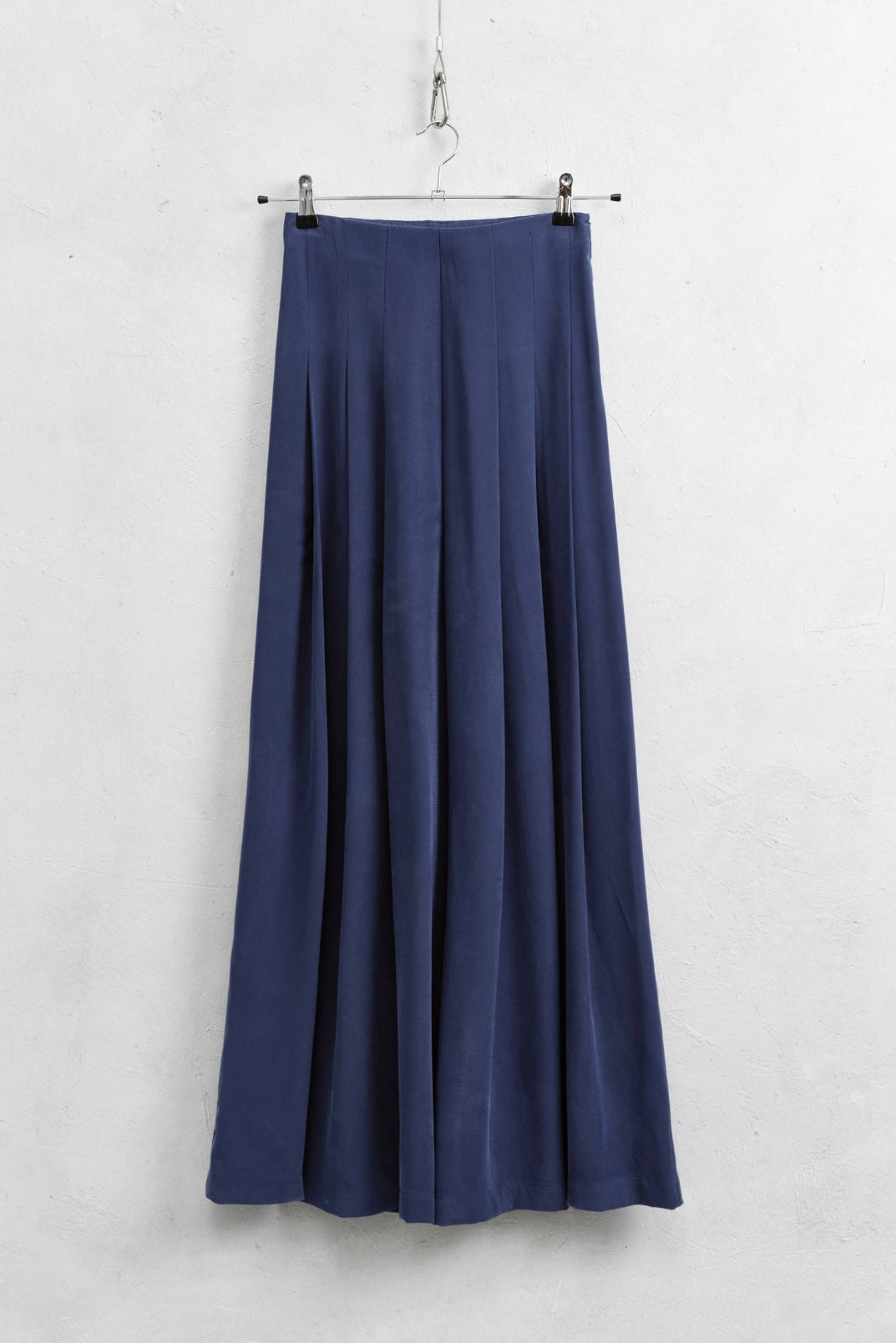 Modré viskózové široké kalhoty