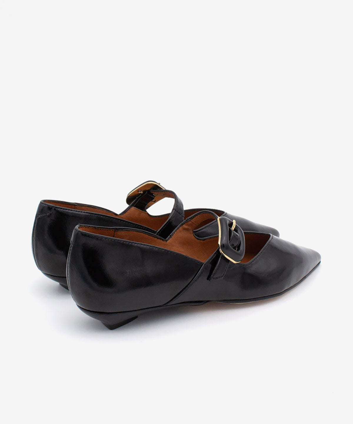 Černé kožené polobotky se sponou