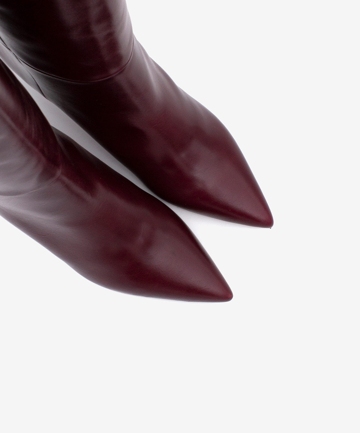 Bordó sloupové kozačky na rovném podpatku do špičky