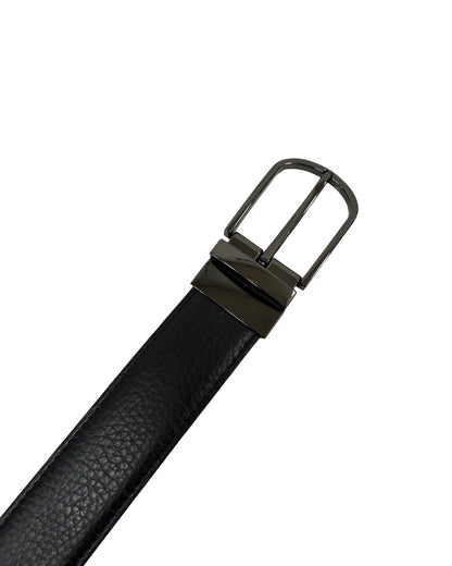 Kožený černý pásek s černou sponou