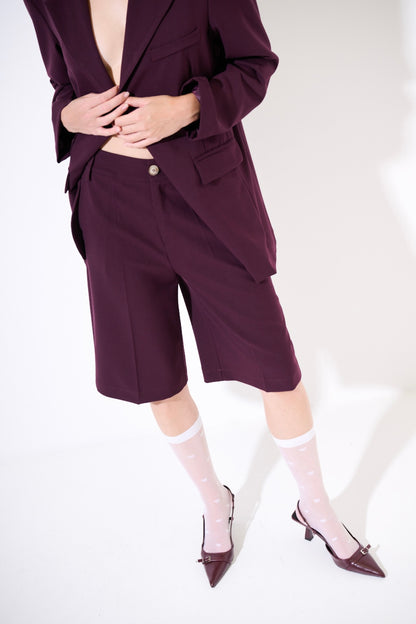 Vínové kostýmové bermudy