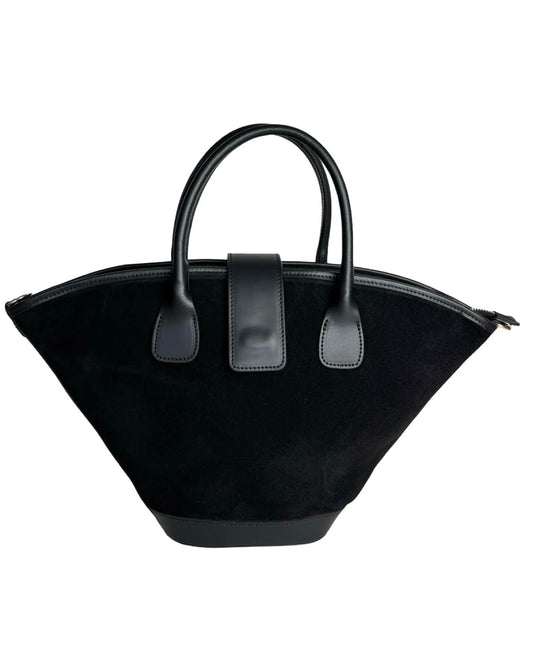 Černý košík z broušené kůže