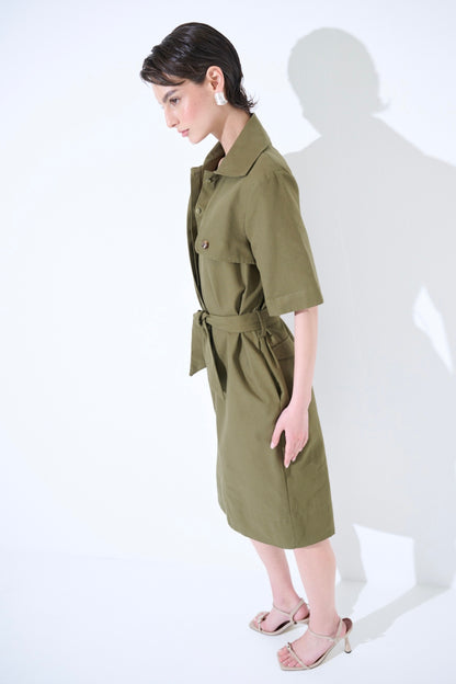 Army zelené pouzdrové bavlněné šaty