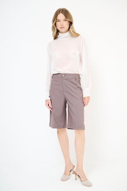 Kávové kostýmové bermudy