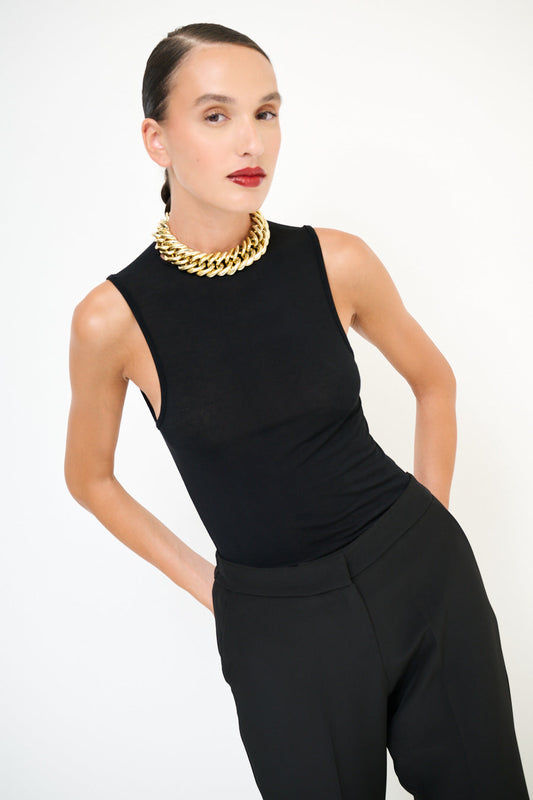 Černý modalový top bez rukávu