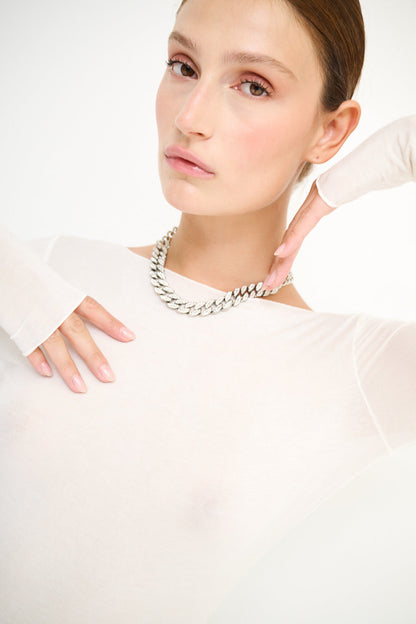 Bílý modalový top s lodičkovým výstřihem