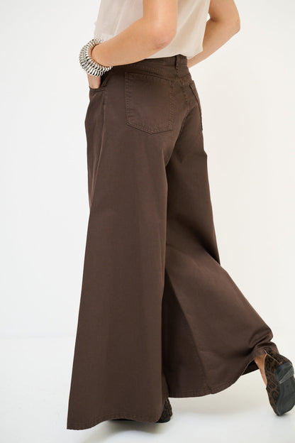Hnědé široké palazzo kalhoty