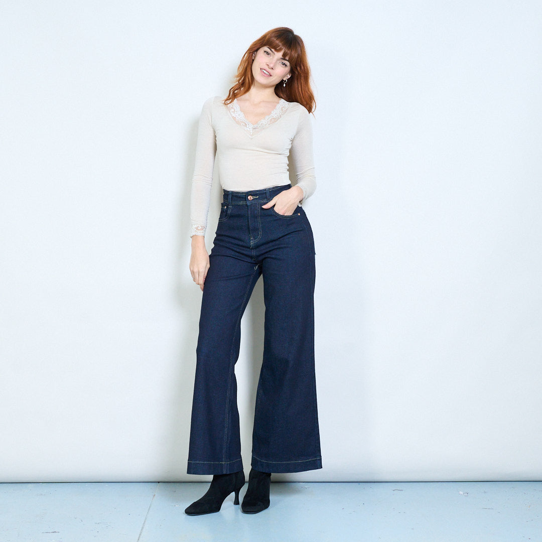 Tmavě modré palazzo džíny