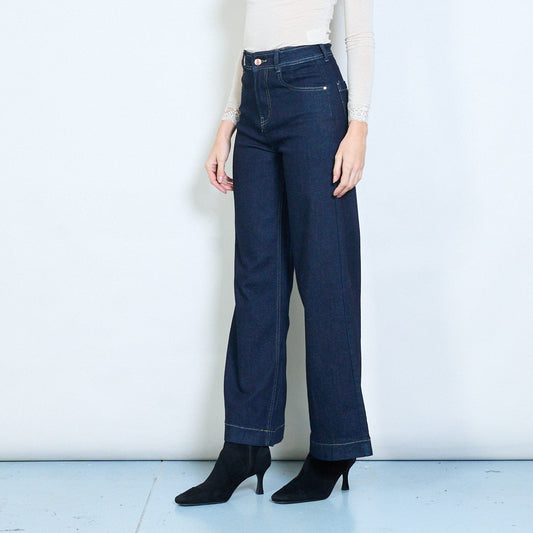 Tmavě modré palazzo džíny