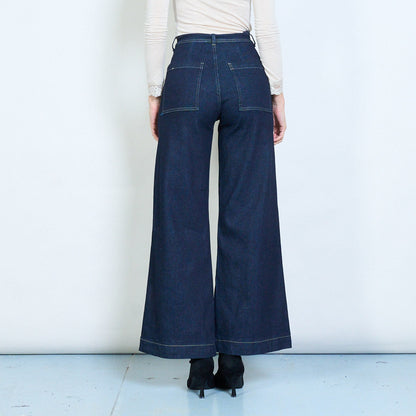 Tmavě modré palazzo džíny