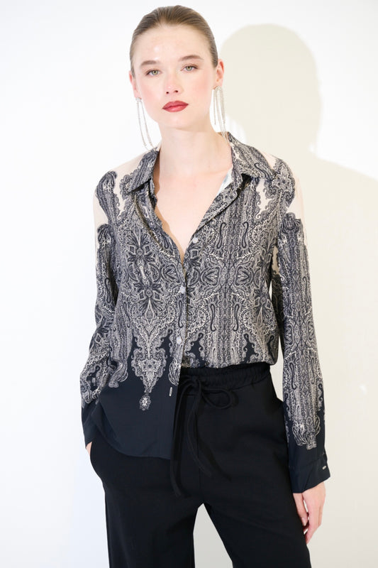 Černobílá halenka ze 100% viskózy